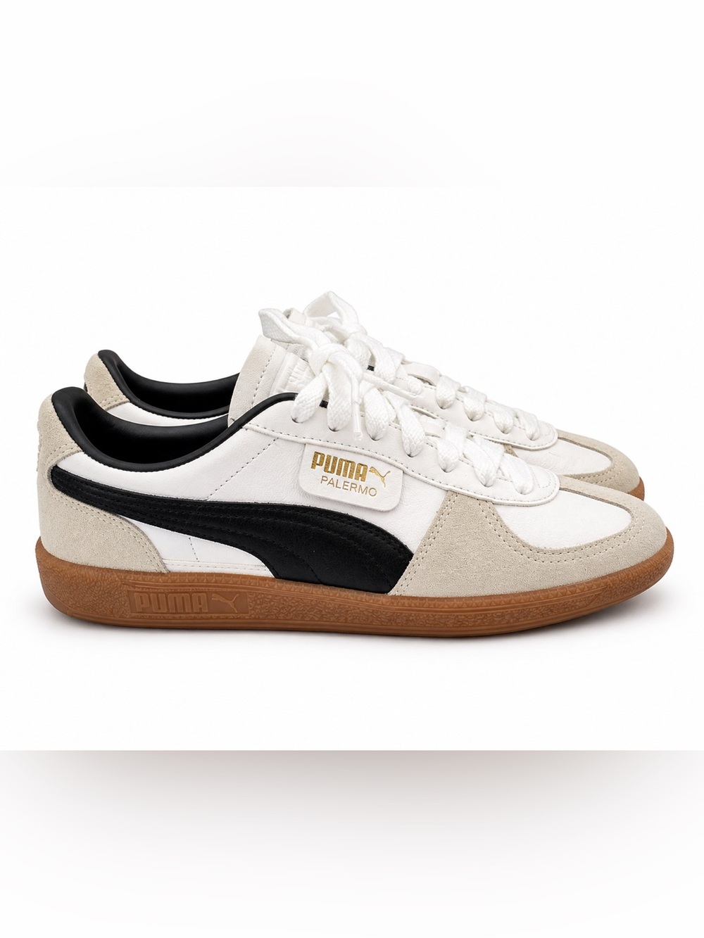 Puma Palermo Sneakers Women’s EU 39 US 8.5 Suede Leather Gum Sole, Gold Detail